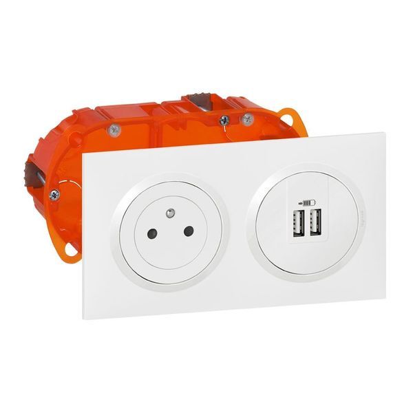 Kit Prise De Courant Surface + Chargeur 2 Usb Typea Dooxie 2 legrand 300407