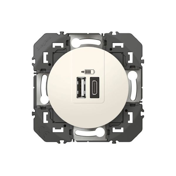 Double Chargeur Usb 1 Typea + 1 Typec Dooxie 3A Finition Bla legrand 095228