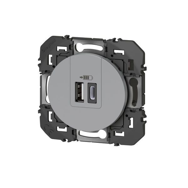 Double Chargeur Usb 1 Typea + 1 Typec Dooxie 3A Finition Alu legrand 095258
