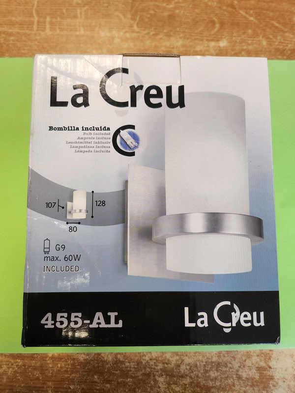 [LD-455AL] Applique Alu + Verre Satiné 1xG9