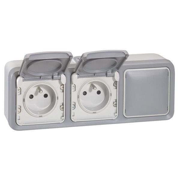 [LEG-069680] Legrand 069680 - Boîtier étanche à embouts 3 postes horizontaux Plexo composable IP55 - gris