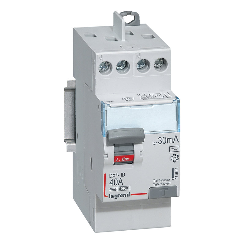 [LEG-411611] Legrand 411611 - Interrupteur différentiel DX³-ID haut/haut vis - 2P 230V~ 40A typeAC 30mA -2 mod