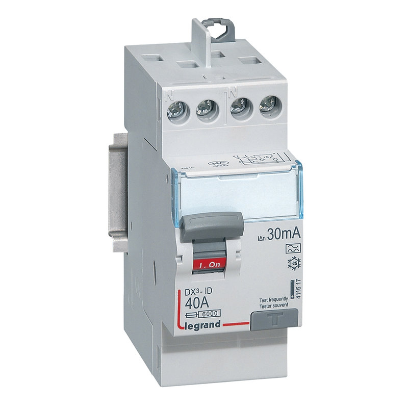 [LEG-411617] Legrand 411617 - Interrupteur différentiel DX³-ID haut/haut vis - 2P 230V~ 40A typeA 30mA - 2 mod