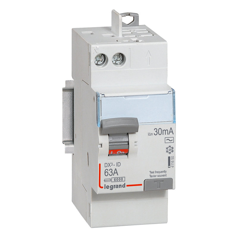 [LEG-411650] Legrand 411650 - Interrupteur différentiel DX³-ID haut vis/haut auto 2P 230V~ 63A AC 30mA -2 mod