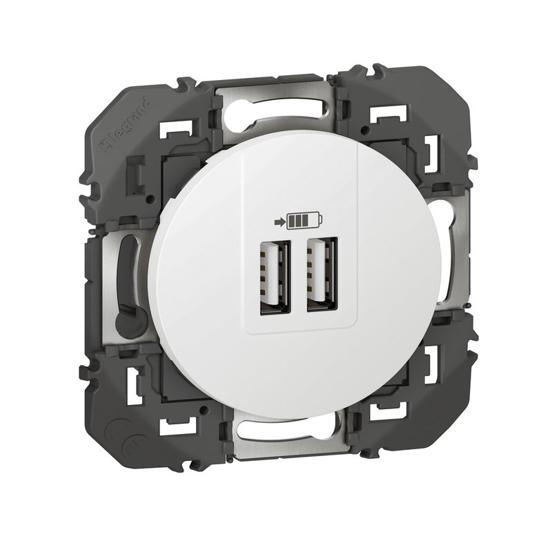 Double Chargeur Usb Type-A Dooxie 2,4A Finition Blanc legrand 600343