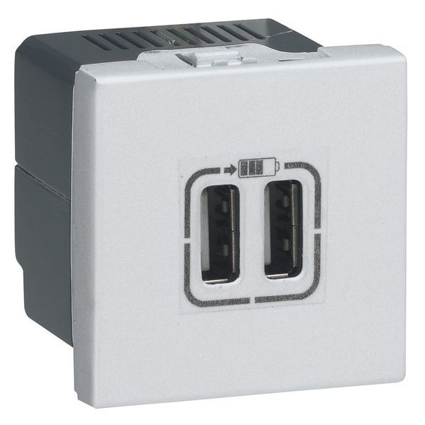Chargeur 2 Usb Type-A 2,4A 12W Mosaic 2 Modules Alu legrand 079394