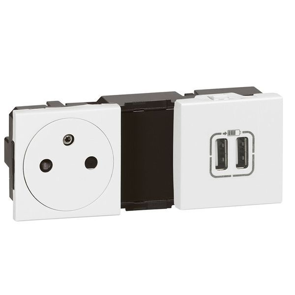 Prise De Courant Surface + Chargeur 2 Usb Type-A Mosaic 2X legrand 077595