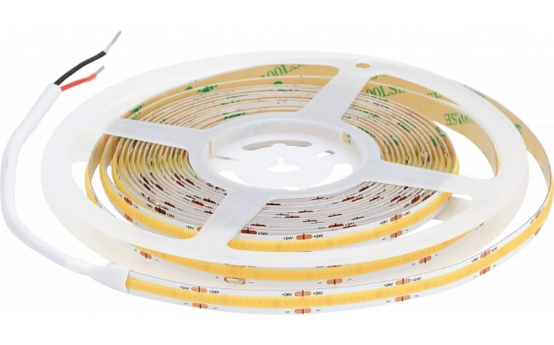 Ruban Cob Led 24V 512Smd/M 3000K Ip20 12W/M les 5m Ra90 4946