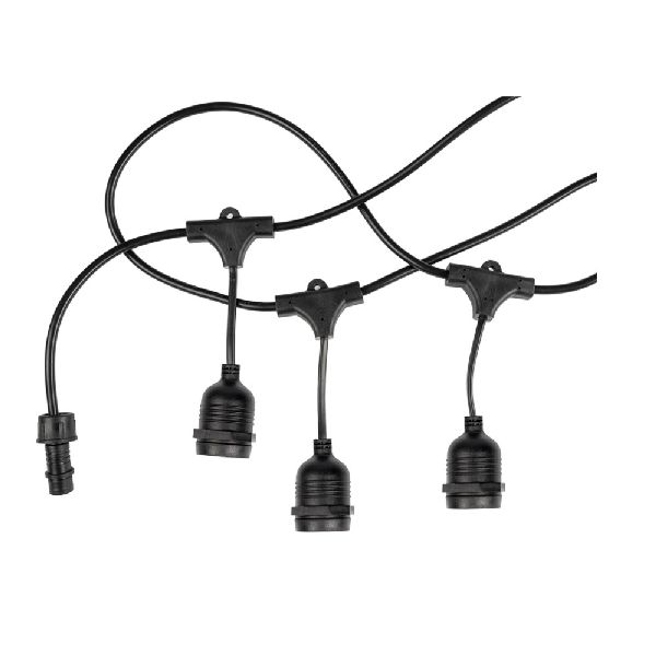 Guirlande Exterieure Noire 15Pcs/E27 Ip65 14.4Mprises Suspendues 5051