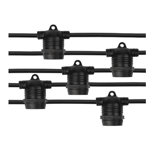 Guirlande Exterieure Noire 15Pcs/E27 Ip65 14.4Mprises Fixes 5052