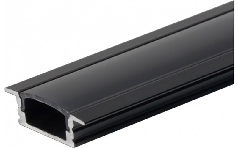 [RUB-PR-OPT5105] Profilé Aluminium Pour Ruban Led Corps Noir/Couvercle Noir L=2M 5105