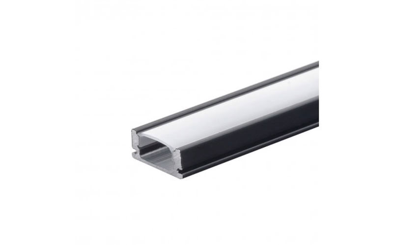 Profilé Aluminium Pour Ruban Led Corps Noir/Couvercle Blanc L=2M 17.4X7X12.4Mm 5185