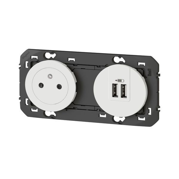 Prise 2P+T Surface + Chargeur 2 Usb Type-A Dooxie 3A Précâbl legrand 600342