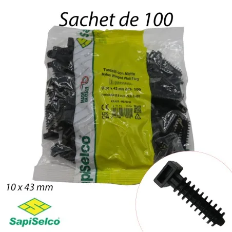 Cheville à ailette de 8mm noir (sachet de 100)