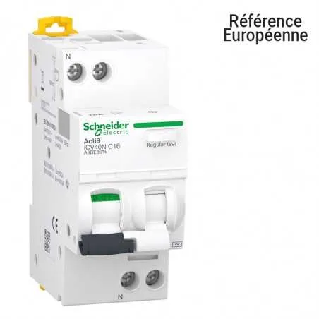 [SCH-A9DE3616] Disjoncteur différentiel 1P+N 16A 30mA AC Courbe C