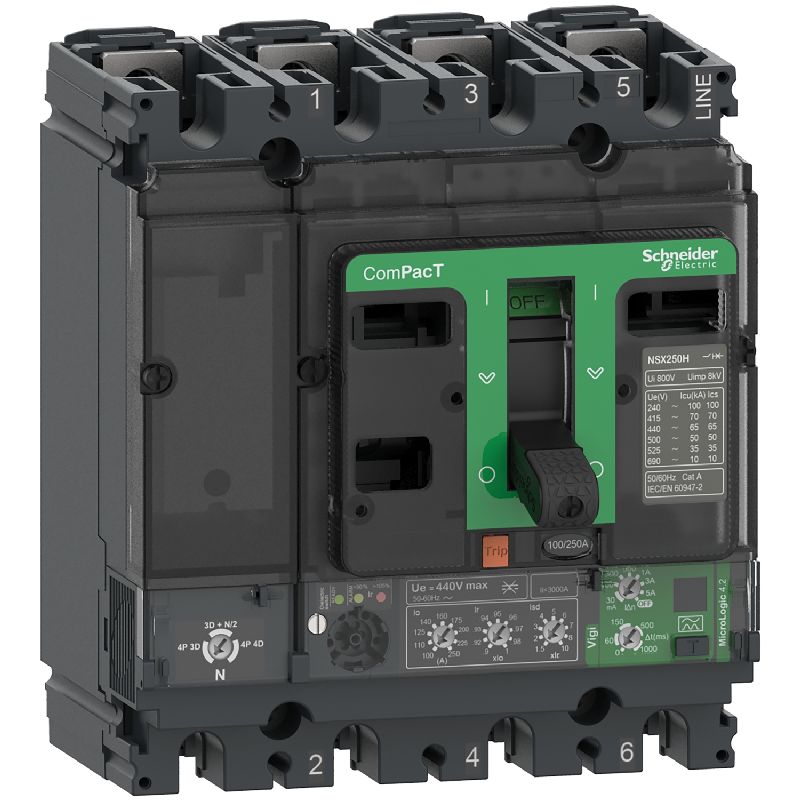 ComPacT NSX160F - disjoncteur Vigi - MicroLogic 4. C16F44V160
