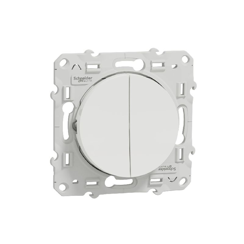 [SCH-S520216] Odace, double poussoir Blanc, à vis, connexion rap S520216
