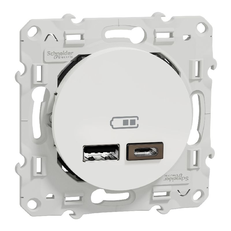 Odace - prise USB double - type A+C - Blanc - 5 Vc S520401