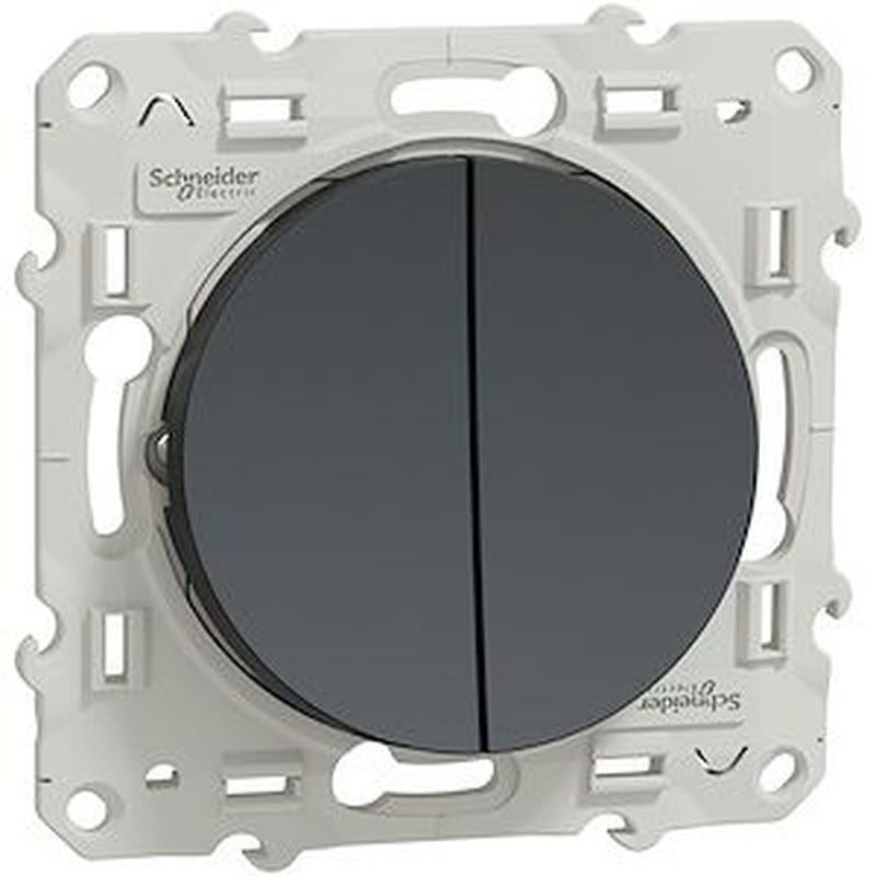 Odace, double va-et-vient Anthracite, à vis, conne S540214