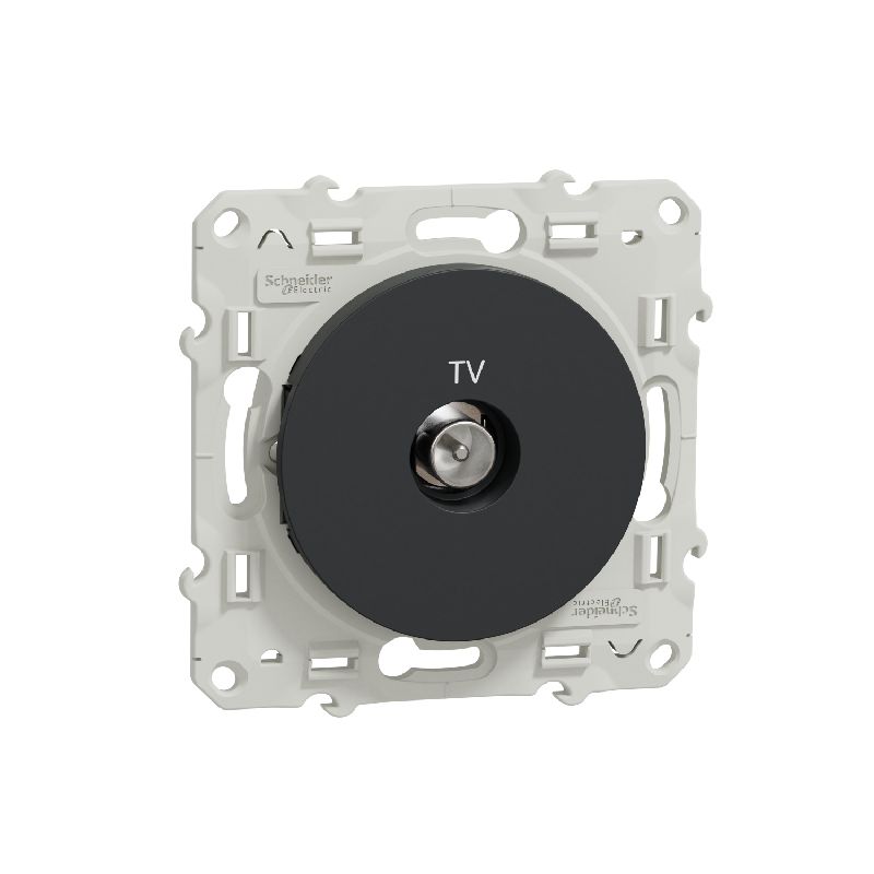 [SCH-S540445] Odace - Prise TV simple anthracite - Fixation par S540445