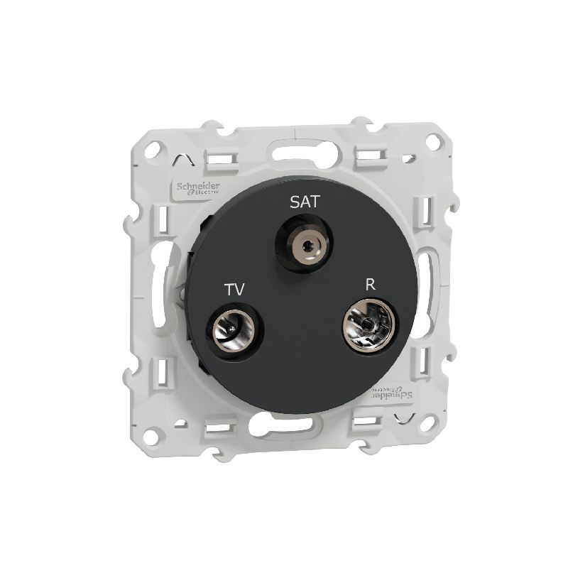Odace, prise TV/FM/SAT Anthracite, 2 entrées TV/FM S540460