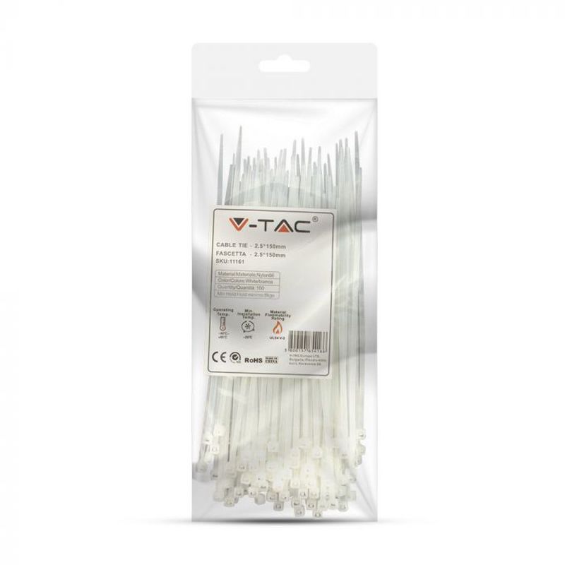 [VT-11161] Collier blanc 2.5x150mm (sachet de 100 pièces)
