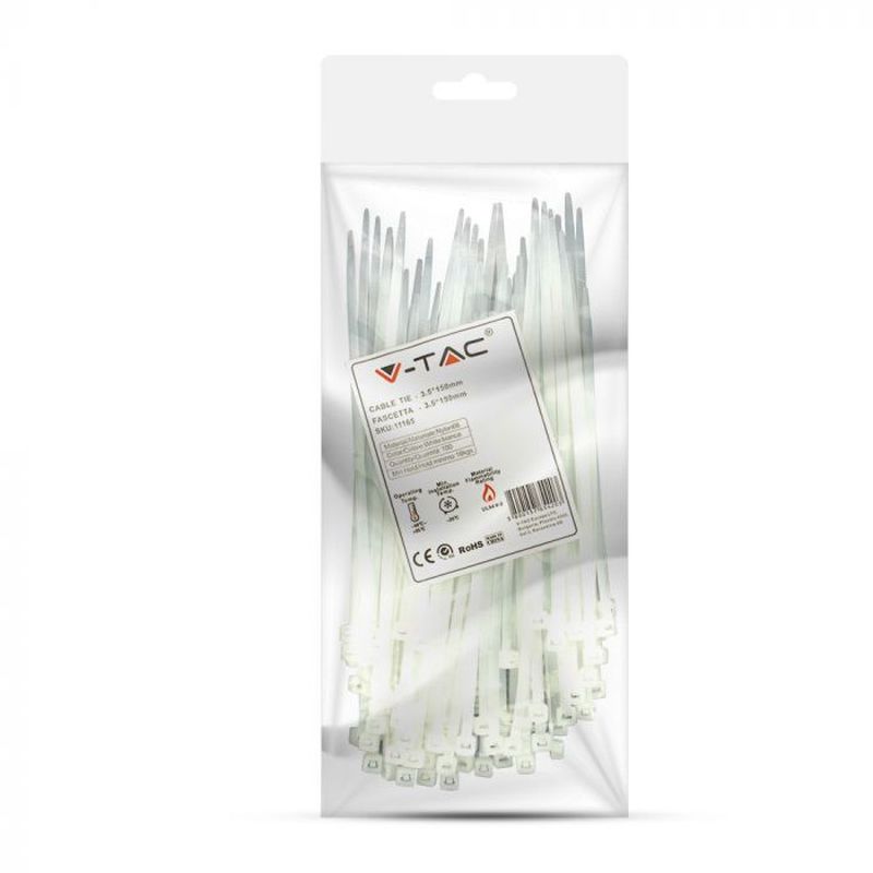 Sachet de 100 colliers 3.5x150mm blanc