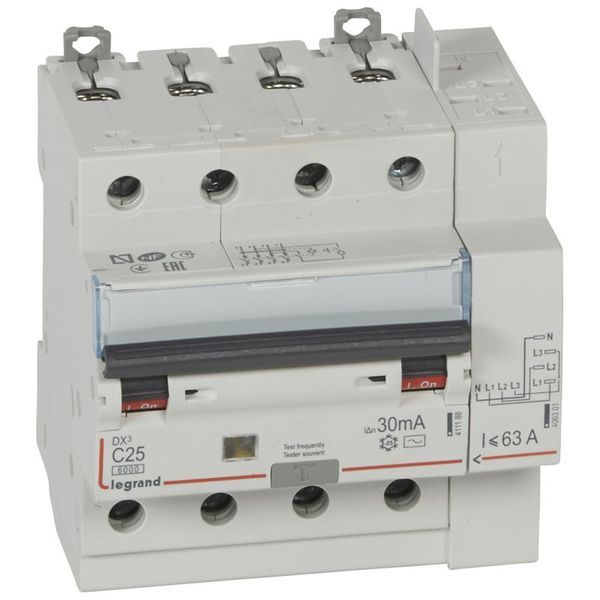 Disjoncteur Diff Dx³ 6000 -Vis/Auto-4P-400V~-25A-Typeac-30Ma legrand 411199