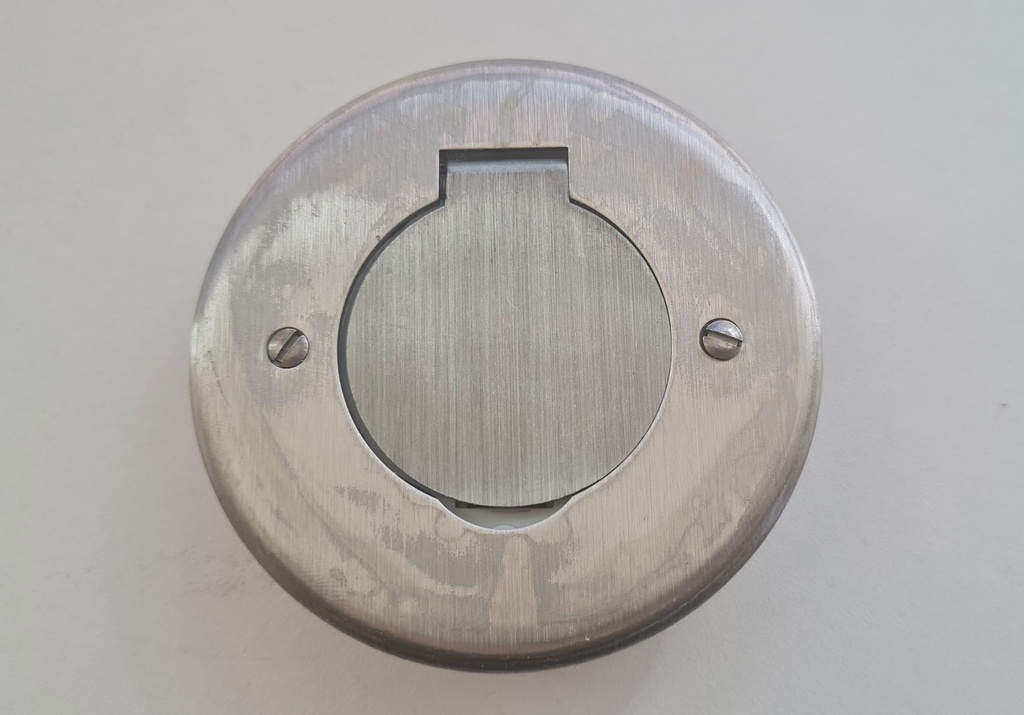 Prise telephone PTT 8 plots D80 avec clapet inox brosse