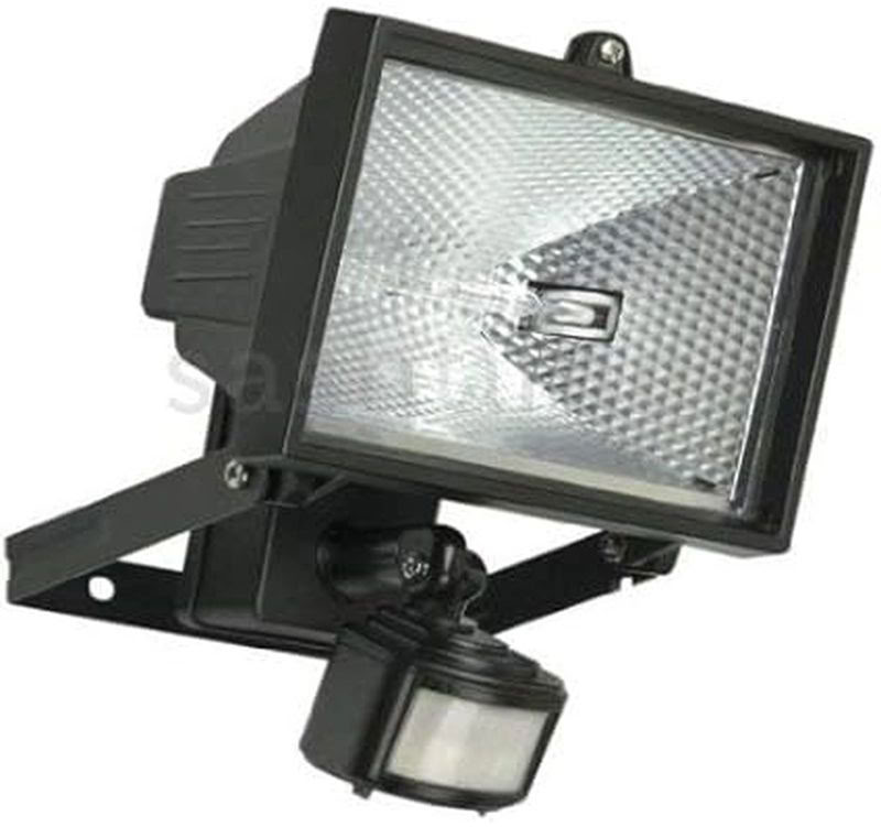 [ICE-1255] Projecteur Halogene R7s 150W noir 230V avec detecteur IP44