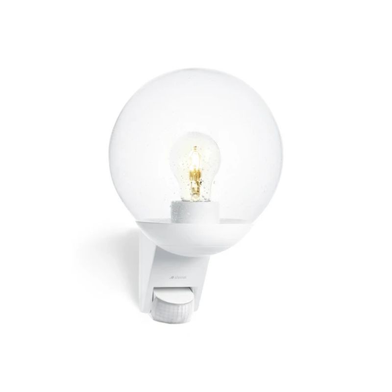 Applique boule murale blanche avec detecteur