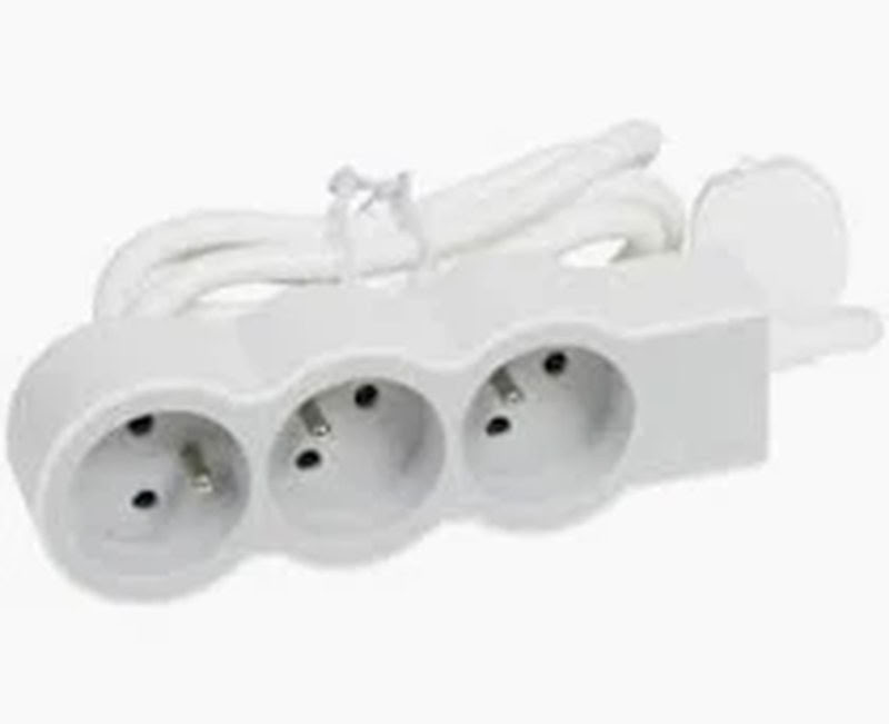 [LEG-049488] Legrand 049488 - Rallonge 3x2P+T avec cordon 3m 3G 1,5mm² - blanc/gris clair