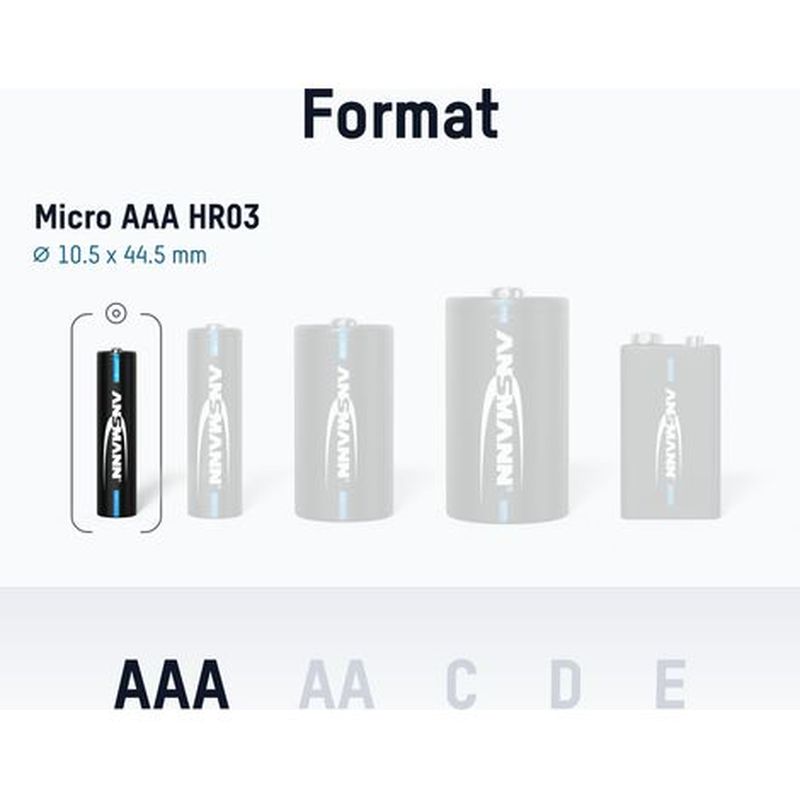 [PIL-AC-R03-2] Piles rechargeables R03 -AAA) 800mAh HR03 1.2v lot de 2 piles GSC