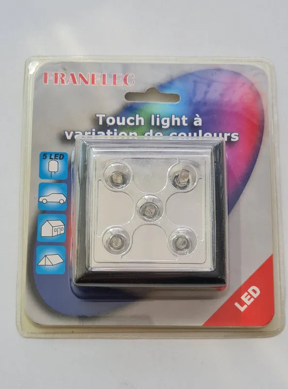 Lampe à piles (incluses) carré noire "touch" 5 Led type dot it