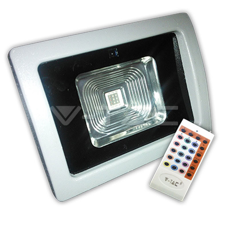 Projecteur Led Gris 10W Rgb Ip65 230V Avec Télécommande