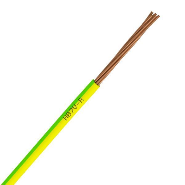 Fil électrique H07VR 10 mm2 rigide vert-jaune (Prix au mètre)