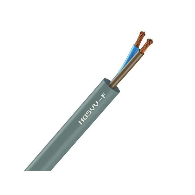 Câble électrique souple H05VV-F gris 2x1.5 mm² - couronne de 50m
