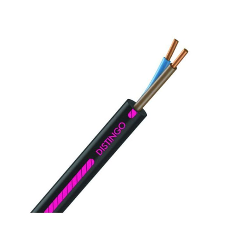 Câble Électrique U-1000 R2V 2X1.5 mm² Cuivre Rigide Noir - Couronne De 50M