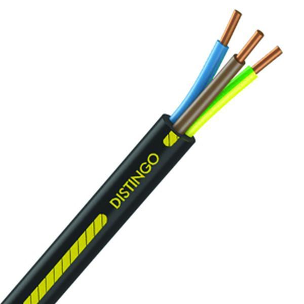Câble U1000 R2V 3G2,5 mm2 cuivre rigide noir (Prix au mètre)
