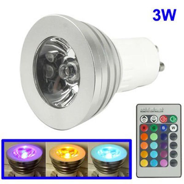 GU10 LED Spot RGB 3W 230V avec télécommande - L02310