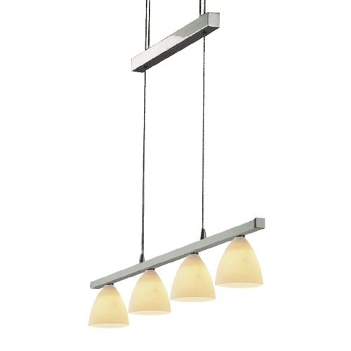 Suspension G4 4x20W acier brossé verre blanc 230/12V IP20 CL1