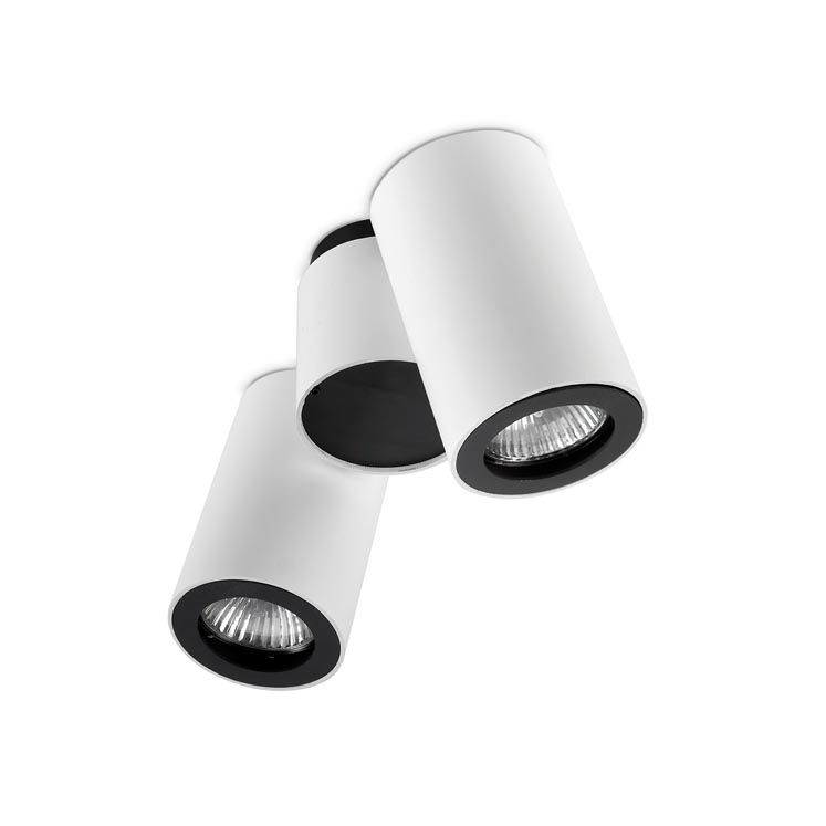 Projecteur pipe 2 x gu10 50 blanc mat noir mat 15-0074-14-05