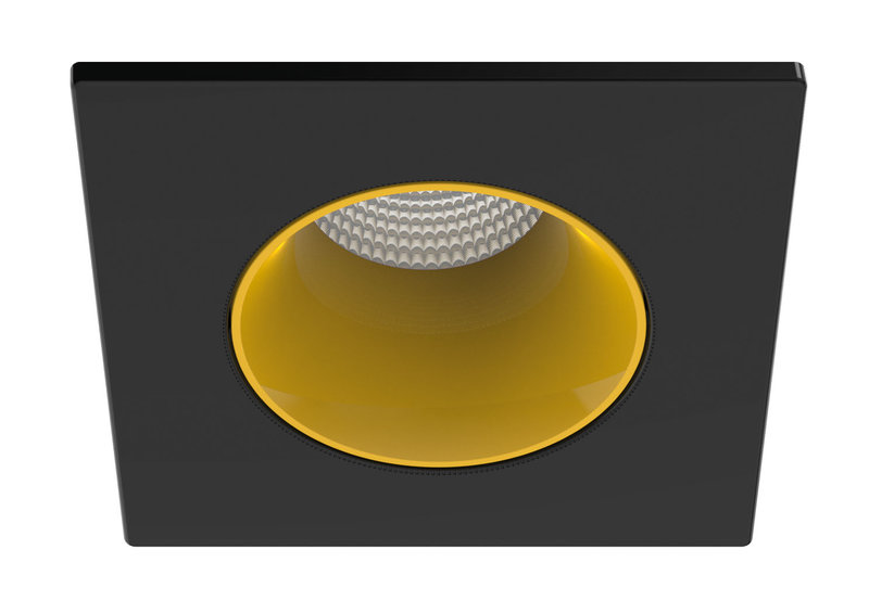 ARIC 11043 - Collerette Métal Pour Encastré Ef8, Carrée, Couleur : Noir/Doré