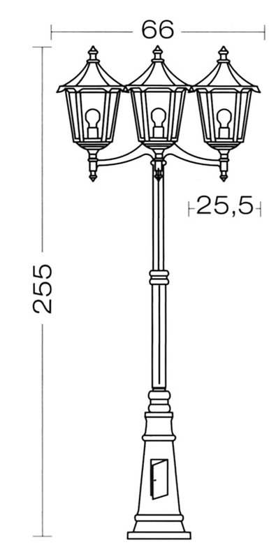 ARIC 3074 - Monaco -Lant.+Mat Ip43 Ik02, Blanc, E27 3X100W Max., Lpe Non Incl., Haut.2,55M