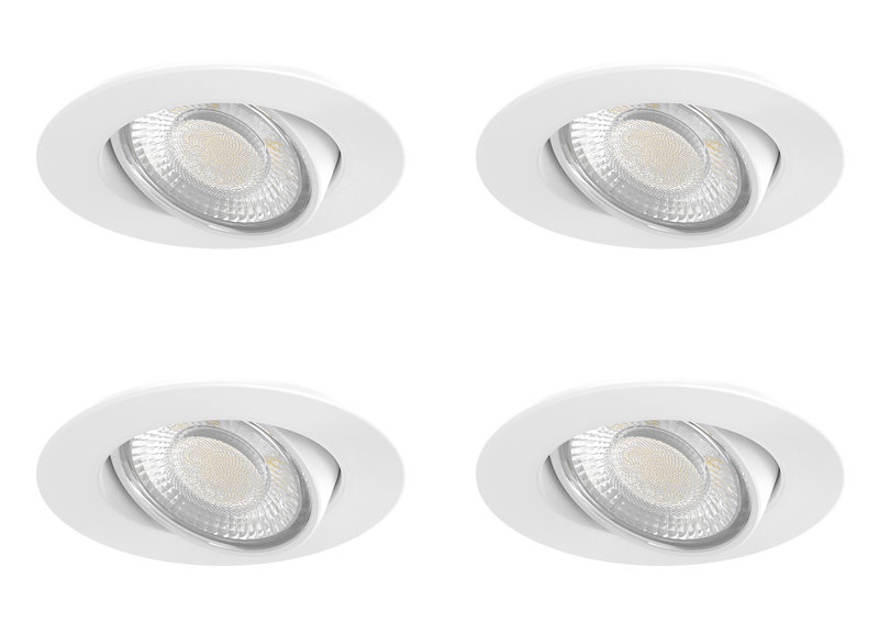 ARIC 11055 - Pack De 4 Encastrés Ef5 3,5W Cct 3000/4000K Basculants 20° Blancs 540Lm 50000H