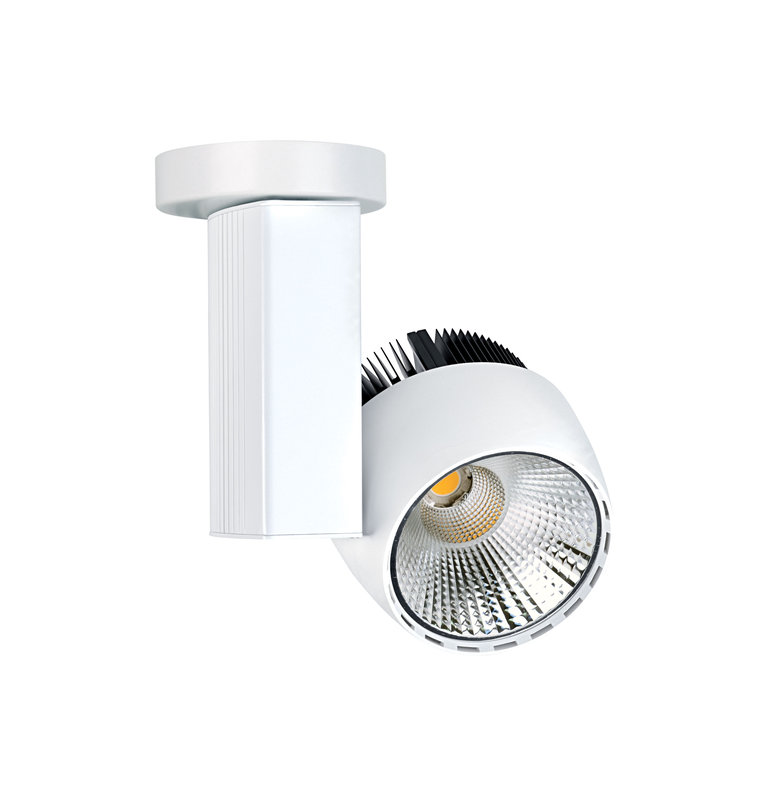 ARIC 50188 - Ikar 01 - Proj. S/Patère, Blanc, Angle 36°, Led Intég. 42W 3000K 3800Lm