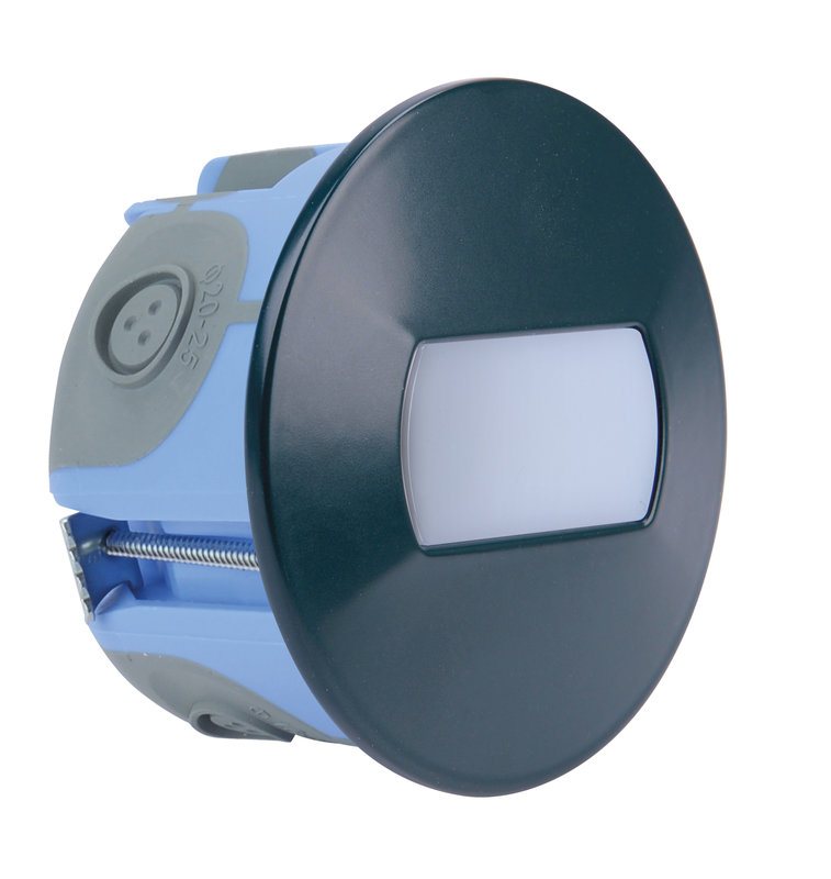ARIC 51833 - Baliz - Encastré Mur Rond, Fixe, Anthracite, Led Intég. 1,2W Bleu