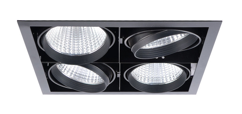 ARIC 51277 - Kit Quadra Quatro -Downlight Orient. Noir, 4 Mod. Led 26,6W 3000K 40° 3200Lm
