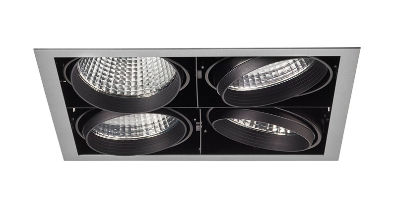 ARIC 51184 - Kit Quadra Quatro -Downlight Orient. Gris, 4 Mod. Led 26,6W 3000K 40° 3200Lm
