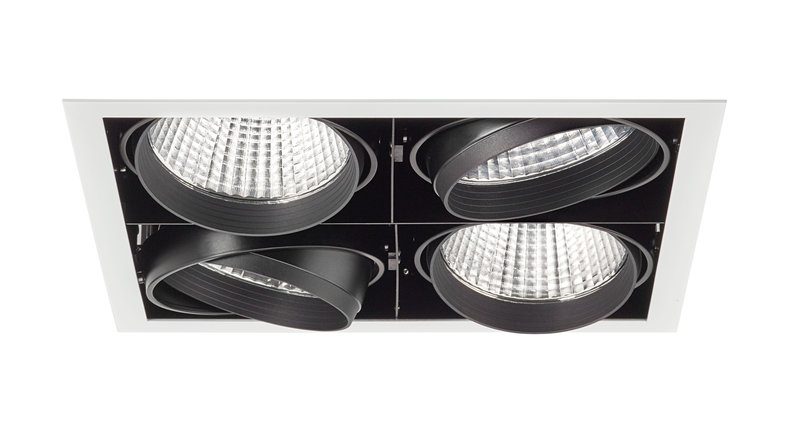 ARIC 51182 - Kit Quadra Quatro -Downlight Orient. Blanc, 4 Mod. Led 26,6W 3000K 40° 3200Lm